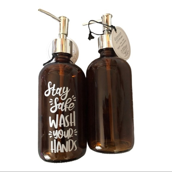 Farmhouse style Amber glass stainless steel pump soap liquid dispenser new‎ - Picture 3 of 6
